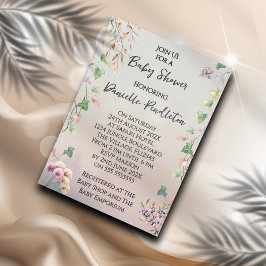 Neutrale natuur geïnspireerde babyshower uitnodigi kaart