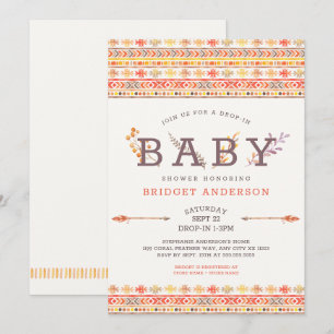 Neutrale neerslag Boho Tribal Baby shower Uitnodig Kaart