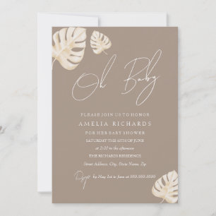 Neutrale Oh Baby Boho Leaf Baby Shower Kaart