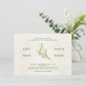 Neutrale oker crème groen rustieke verlovingsfeest kaart (Staand voorkant)