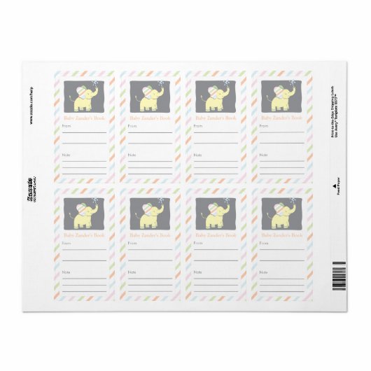 Neutrale olifant Bookplate Etiket (Full Sheet)