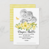 Neutrale Olifant Douche Luier Raffle Ticket Informatiekaartje (Voorkant / Achterkant)