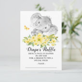 Neutrale Olifant Douche Luier Raffle Ticket Informatiekaartje (Staand voorkant)