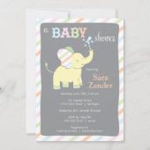 Neutrale olifant  | Uitnodiging tot Baby shower (Voorkant)