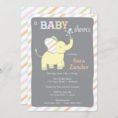 Neutrale olifant | Uitnodiging tot Baby shower (Voorkant / Achterkant)