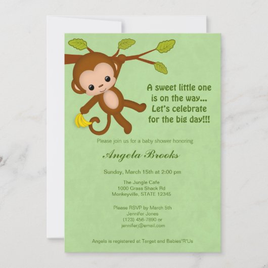 Neutrale one key Baby Shower Invitaties GROEN MM2 Kaart (Voorkant)