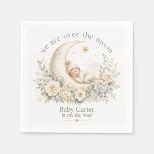 Neutrale 'Over de Maan' Baby Shower met Aangepaste Servet