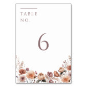 Neutrale Paarse Bloemen Trouwtafel Nummer Kaart (Voorkant)