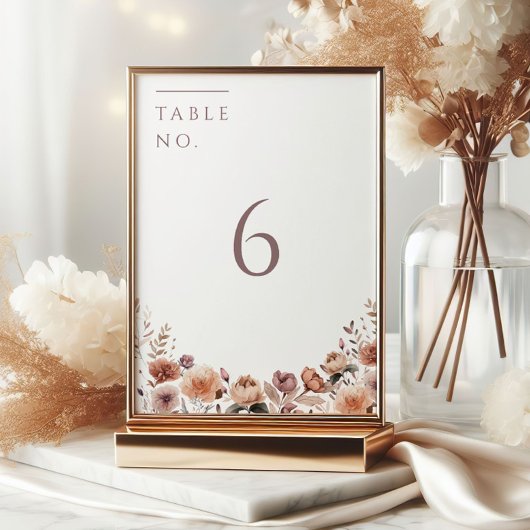 Neutrale Paarse Bloemen Trouwtafel Nummer Kaart