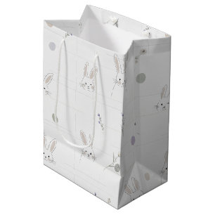 Neutrale Paashaas Pastel Bloem Motief Medium Cadeauzakje