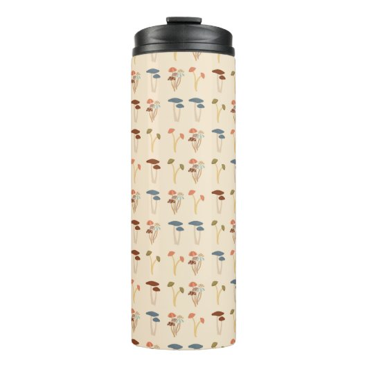 Neutrale Paddenstoelen Patroon Thermosbeker (Voorkant)