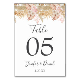 Neutrale Palm en Pampas bloem decor bruiloft Kaart