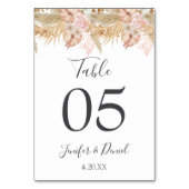 Neutrale Palm en Pampas bloem decor bruiloft Kaart (Voorkant)