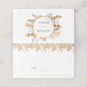 Neutrale Palm en Pampas bloem decor bruiloft Plaatskaartje (Buitenkant ongevouwen)