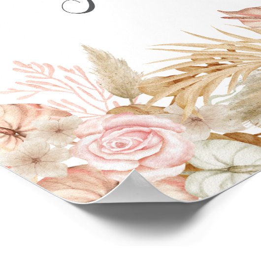 Neutrale Palm en Pampas bloem decor bruiloft Poster (Hoek)