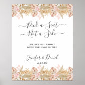 Neutrale Palm en Pampas bloem decor bruiloft Poster (Voorkant)