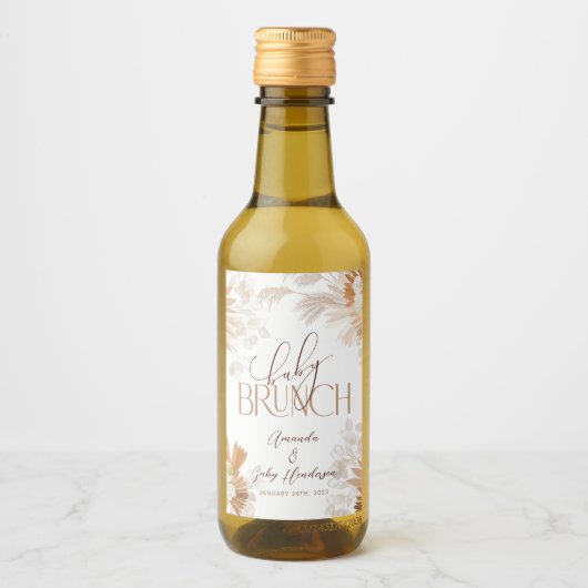 Neutrale Pampas Baby Brunch Wijn Etiket (Voorkant)