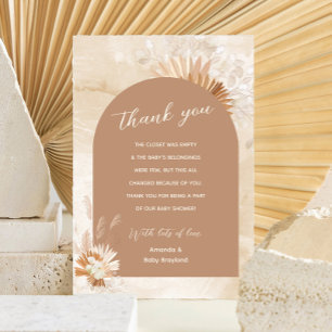 Neutrale Pampas Baby Shower Bedankkaart