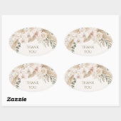 Neutrale Pampas Bloemige Dank Je Ovale Sticker (Vel)