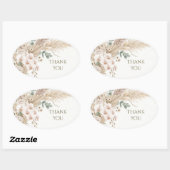 Neutrale Pampas Bloemige Dank Je Ovale Sticker (Vel)
