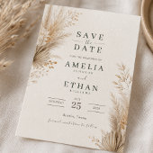 Neutrale Pampas Botanische Save the Date Kaart