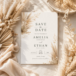 Neutrale Pampas Botanische Save the Date Kaart