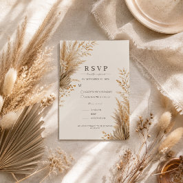 Neutrale Pampas Botanische Trouw RSVP Kaart