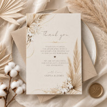 Neutrale Pampas Elegantie Boho Dankkaart