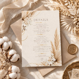 Neutrale Pampas Elegantie Boho Huwelijksdetails Ka RSVP Kaartje