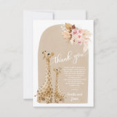 Neutrale Pampas Grass Giraffe Baby shower Bedankkaart (Voorkant)