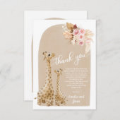 Neutrale Pampas Grass Giraffe Baby shower Bedankkaart (Voorkant / Achterkant)