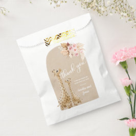 Neutrale Pampas Grass Giraffe Baby shower Bedankzakje