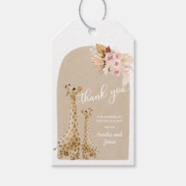 Neutrale Pampas Grass Giraffe Baby shower Cadeaulabel