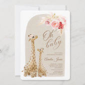 Neutrale Pampas Grass Giraffe Baby shower Invitati Kaart (Voorkant)