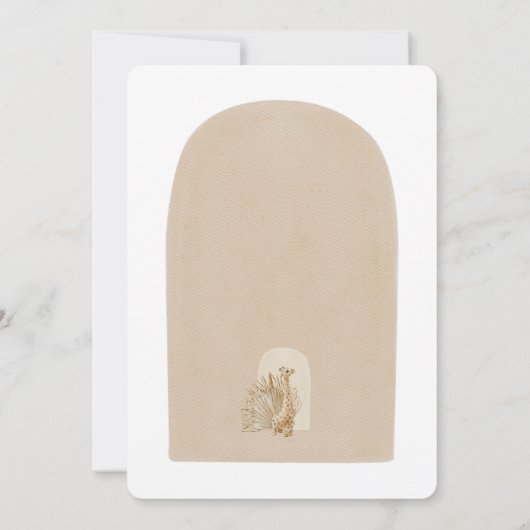 Neutrale Pampas Grass Giraffe Baby shower Invitati Kaart (Achterkant)