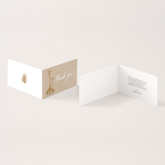 Neutrale Pampas Grass Giraffe Baby shower Kaart (Binnen en buitenkant)