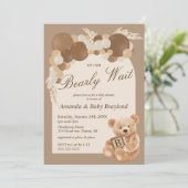 Neutrale Pampas Grass Teddy Bear Baby shower Kaart (Staand voorkant)