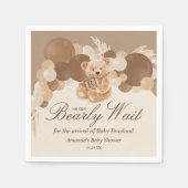Neutrale Pampas Grass Teddy Bear Baby shower Servet (Voorkant)