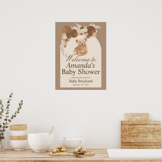 Neutrale Pampas Grass Teddy Bear Welkomstteken Poster (Keuken)