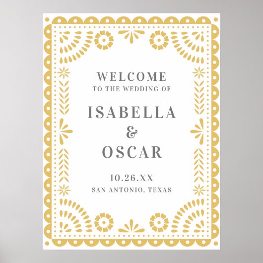 Neutrale papel Picado geïnspireerde bruiloft Welko Poster (Voorkant)