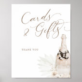 Neutrale Parels en Prosecco Kaarten Geschenken Tek Poster (Voorkant)