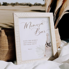 Neutrale parels en Prosecco Mimosa Bar Sign Poster