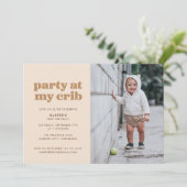 Neutrale Partij bij Mijn Wieg 1e verjaardag Partij Kaart (Staand voorkant)