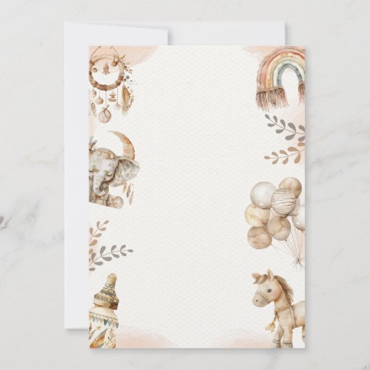 Neutrale Pasgeboren Baby Moslim Aqiqah Uitnodiging (Achterkant)