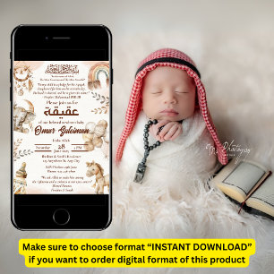 Neutrale Pasgeboren Baby Moslim Aqiqah Uitnodiging