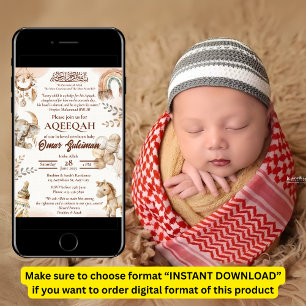 Neutrale Pasgeboren Baby Moslim Aqiqah Uitnodiging
