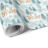 Neutrale pastelkleuren kerstboom en herten cadeaupapier (Rol Hoek)