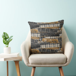 Neutrale Patchwork Plaid  Kussen