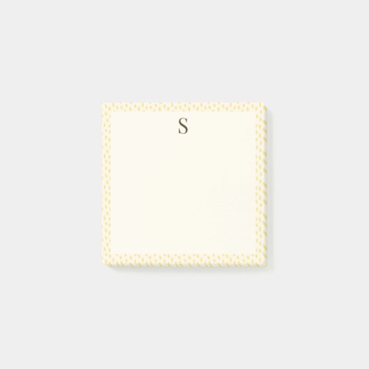 Neutrale penseelstreken Elegant monogram Zachte ge Post-it® Notes (Voorkant)