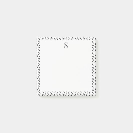 Neutrale penseelstreken Elegant monogram zwart wit Post-it® Notes (Voorkant)
